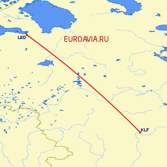 перелет Санкт Петербург — Калуга на карте