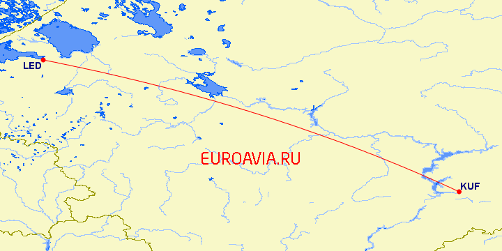 перелет Санкт Петербург — Самара на карте