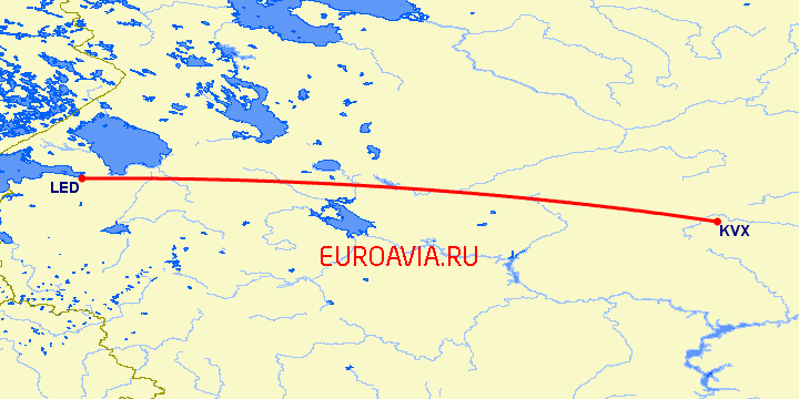 перелет Санкт Петербург — Киров на карте