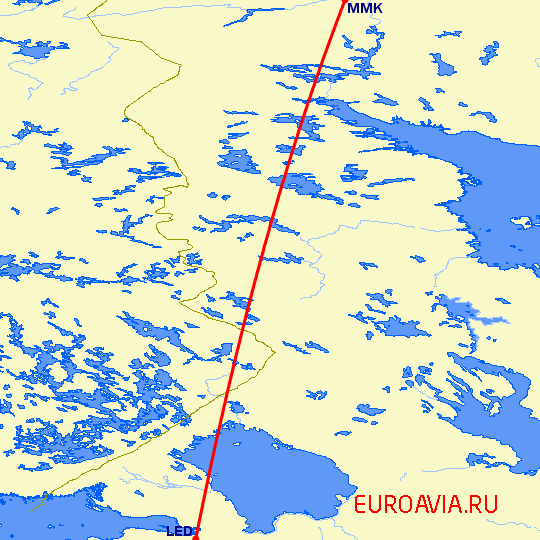 перелет Санкт Петербург — Мурманск на карте