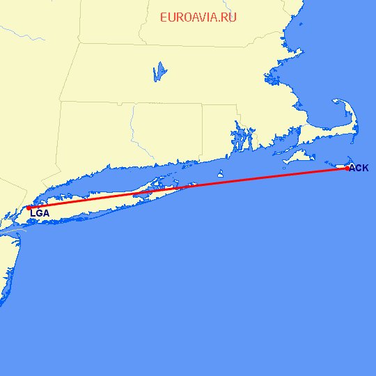 перелет Нью Йорк — Нантакет на карте