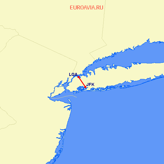 перелет Нью Йорк — Нью Йорк на карте