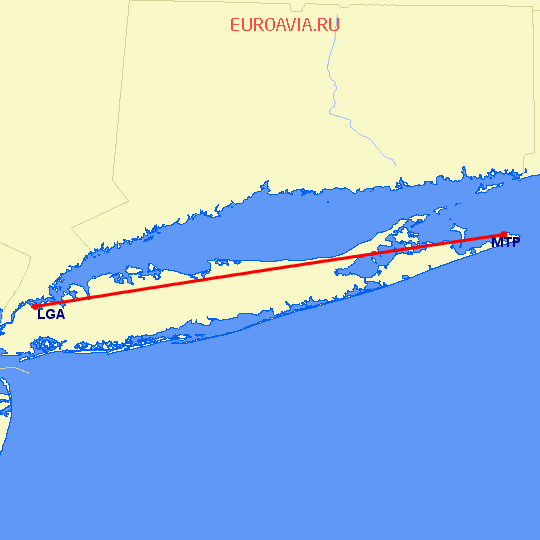 перелет Нью Йорк — Montauk на карте