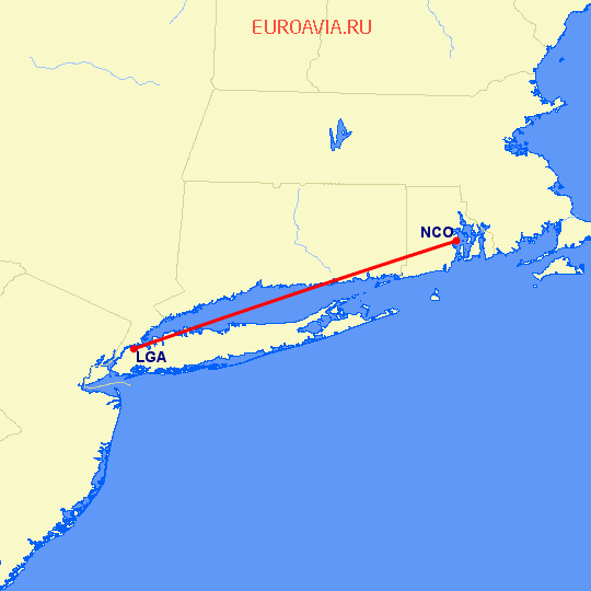 перелет Нью Йорк — Quonset Point на карте
