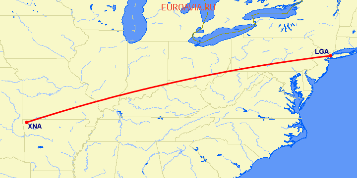 перелет Нью Йорк — Fayetteville на карте