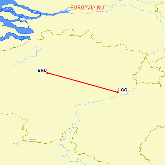 перелет Льеж — Брюссель на карте