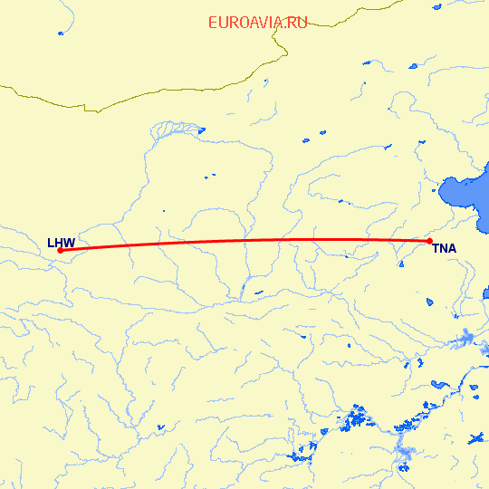 перелет Ланчжоу — Цзинань на карте