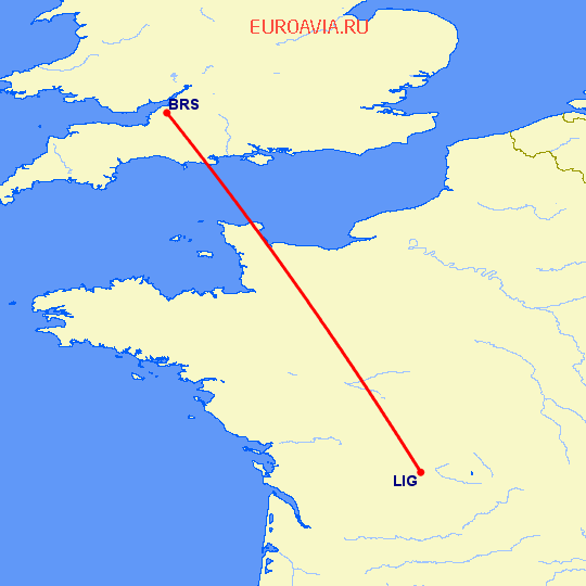 перелет Лимож — Бристоль на карте