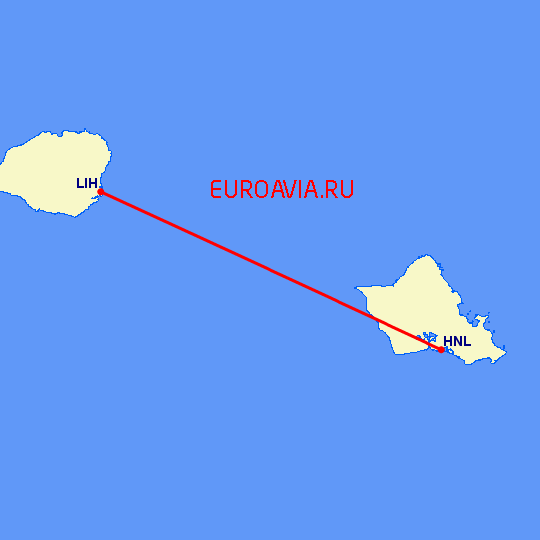 перелет Kauai Island — Гонолулу на карте