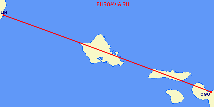 перелет Kauai Island — Мауи на карте
