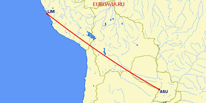 перелет Лима — Асунсьон на карте