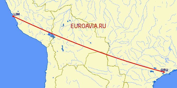 перелет Лима — Сан Паулу на карте