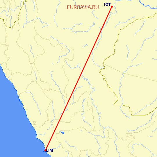 перелет Лима — Икуитос на карте