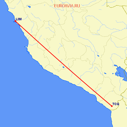 перелет Лима — Такна на карте