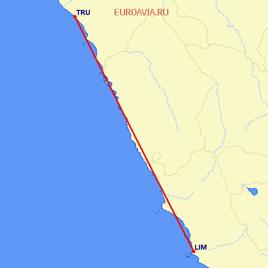 перелет Лима — Трухилло на карте
