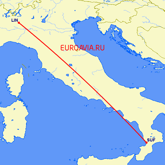 перелет Милан — Ламециа Терме на карте