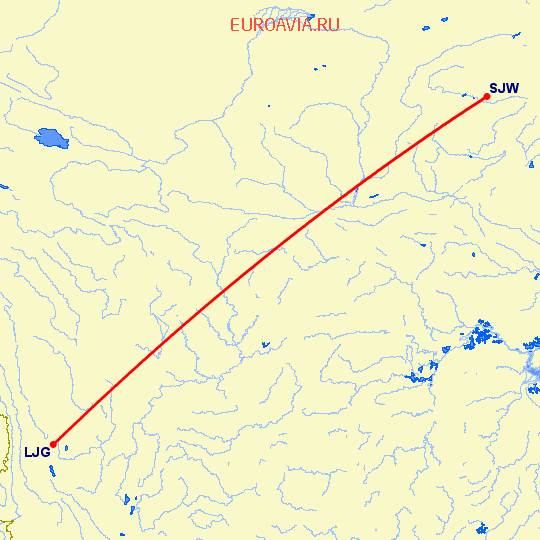 перелет Лицзян — Шицзяжун на карте