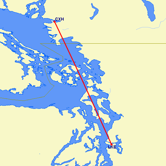 перелет Seattle, WA — Ванкувер на карте