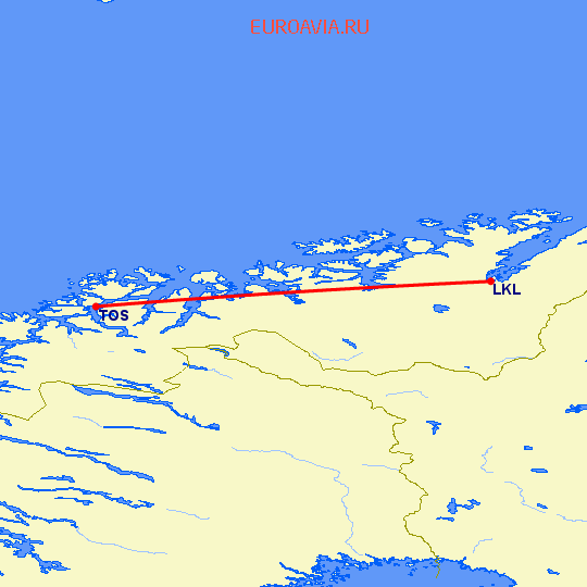 перелет Lakselv — Тромсо на карте
