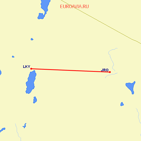 перелет Лейк-Маньяра — Килиманджаро на карте