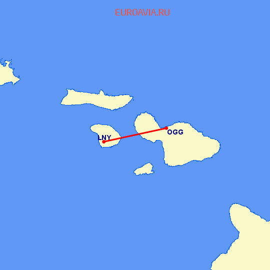 перелет Lanai City — Мауи на карте