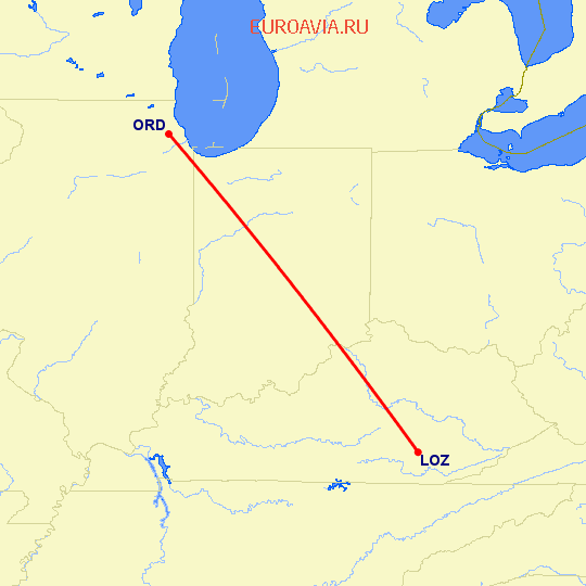 перелет Лондон — Чикаго на карте