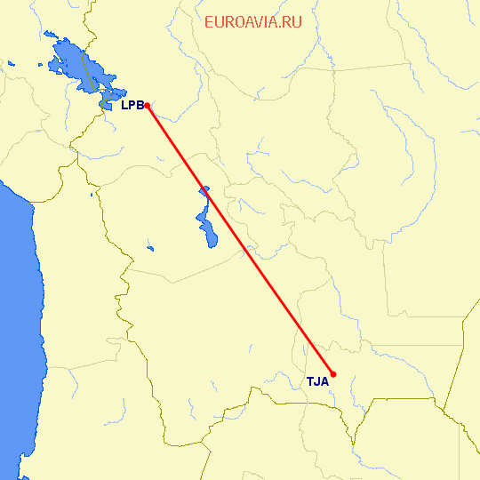 перелет Ла Пас — Tarija на карте
