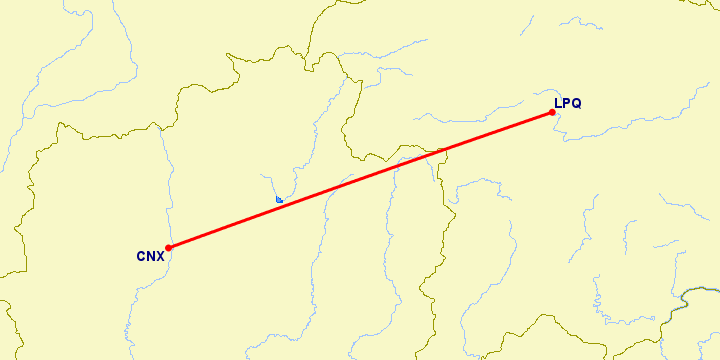 перелет Луанг Прабанг — Чианг Май на карте