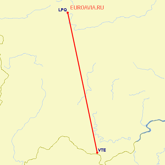 перелет Луанг Прабанг — Вьентьян на карте