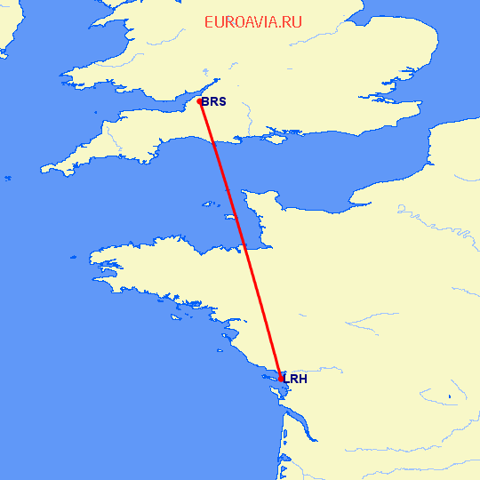 перелет Ла Рошель — Бристоль на карте