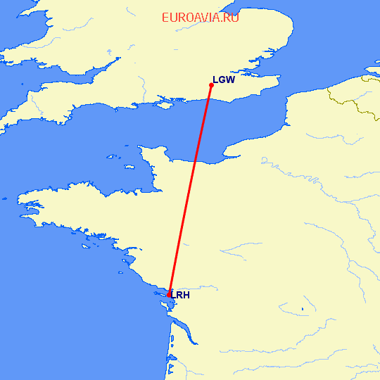 перелет Ла Рошель — Лондон на карте