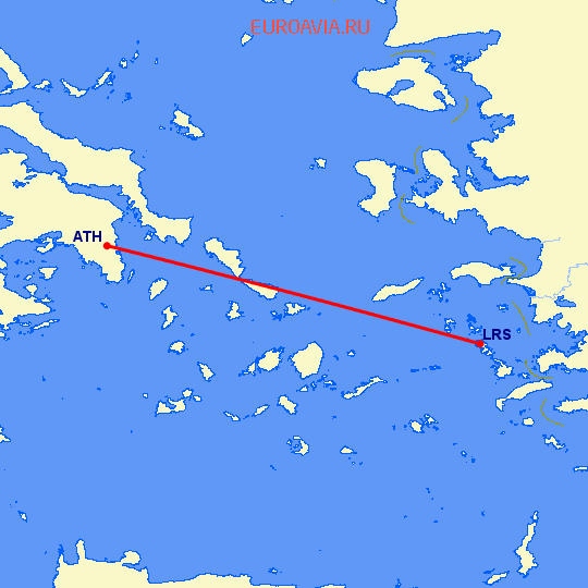 перелет Лерос — Афины на карте