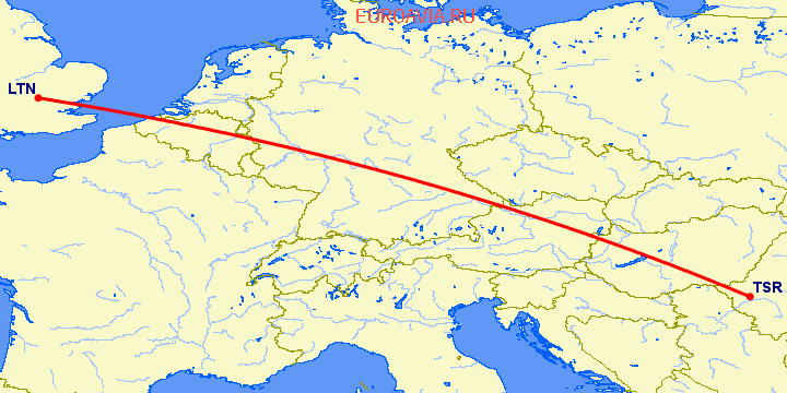 перелет Luton — Тимишоара на карте