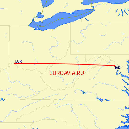 перелет Цинциннати — Вашингтон на карте