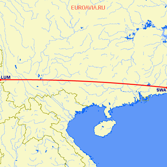 перелет Луси — Шаньтоу на карте