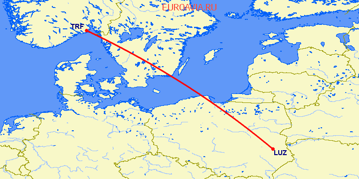 перелет Lushan — Осло Торп на карте