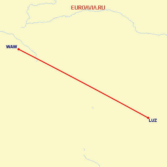 перелет Lushan — Варшава на карте