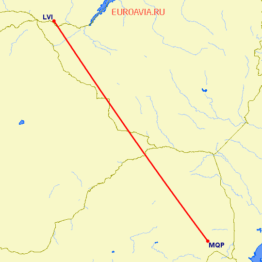 перелет Ливингстоун — Нельспрут на карте