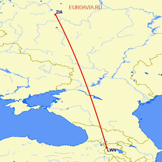 перелет Гюмри — Москва на карте