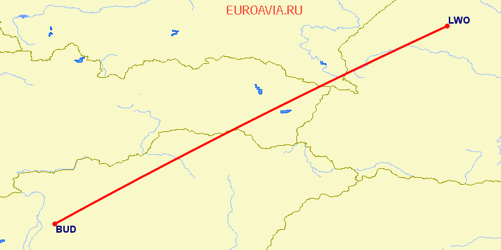 перелет Львов — Будапешт на карте