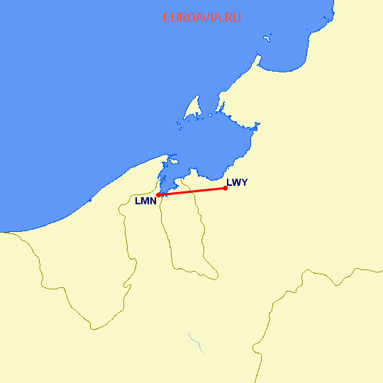 перелет Lawas — Limbang на карте