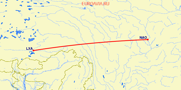 перелет Gonggar — Наньчон на карте