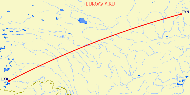 перелет Gonggar — Тайюань на карте