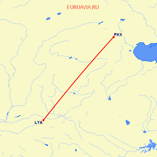 перелет Люян — Пекин на карте