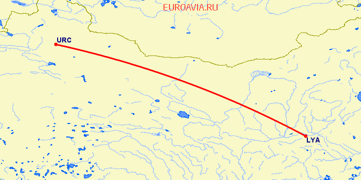 перелет Люян — Урумги на карте