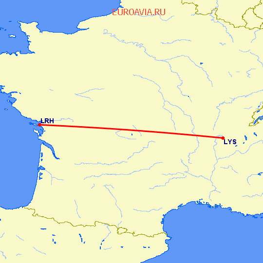 перелет Лион — Ла Рошель на карте
