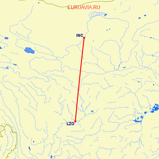 перелет Лужчоу — Фучуан на карте