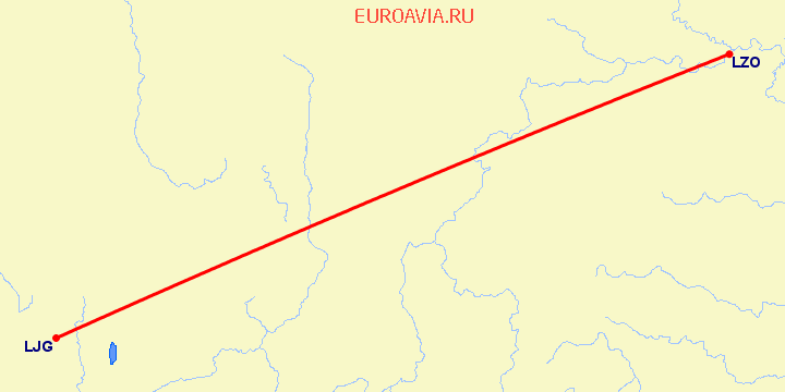 перелет Лужчоу — Лицзян на карте