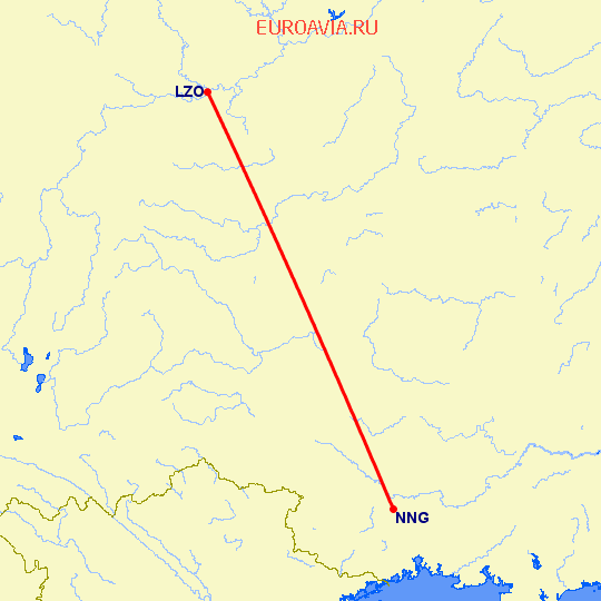 перелет Лужчоу — Наньнин на карте