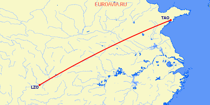 перелет Лужчоу — Куаньдян на карте